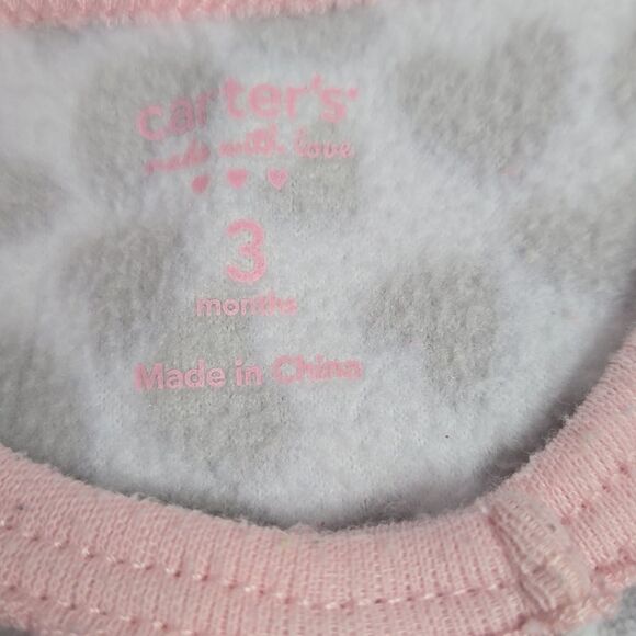 Carter's Baby 0-3M Sleep & Play Grey Heart Print Footed One-Piece Pajama Footie - Picture 5 of 8